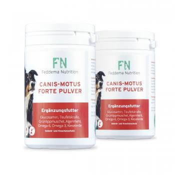 2 x Canis Motus Forte Pulver - Hunde-Ergänzungsfutter für Knorpel und Gelenke mit bis zu 3-mal mehr* Glucosamin, Teufelskralle, Grünlippmuschel, MSM