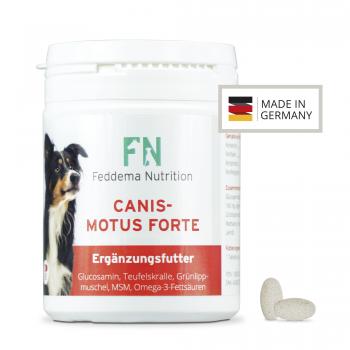 Canis Motus Forte - Hunde-Ergänzungsfutter für Knorpel und Gelenke mit 1512mg/Tbl. Glucosaminsulfat, 160mg/Tbl. Teufelskralle, Grünlippmuschel, MSM