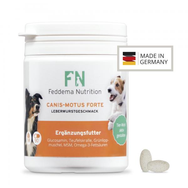 3 x Canis Motus Forte Leberwurst - Ergänzungsfutter für Knorpel und Gelenke mit Glucosaminsulfat 1512mg/Tb , Teufelskralle 160mg/Tb, Grünlippmuschel, MSM