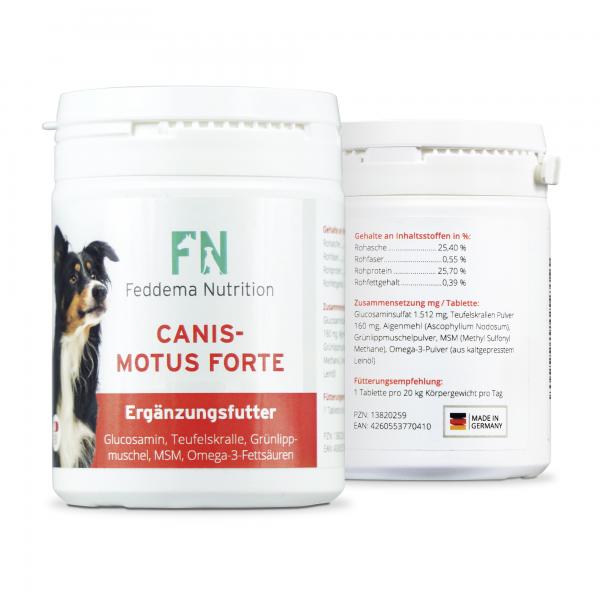 3 x Canis Motus Forte - Hunde-Ergänzungsfutter für Knorpel und Gelenke mit bis zu 3-mal mehr* Glucosamin, Teufelskralle, Grünlippmuschel, MSM